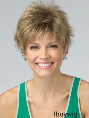 Short Pixie Cut Synthetic Wig Blonde Color Cropped Length Boycuts