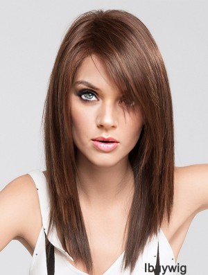 Brown 16 inch With Bangs Long Trendy Monofilament Wigs