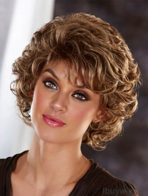 Synthetic Wig UK Blonde Color Wavy Style Layered Cut Chin Length