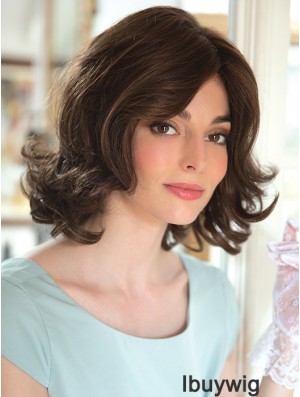 New 12 inch Brown Shoulder Length Layered Wavy Lace Wigs