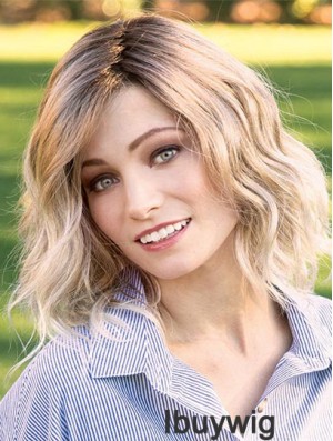 Blonde 14 inch Layered Shoulder Length Online Monofilament Wigs