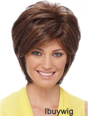 Sleek Synthetic Wigs Auburn Color Short Length Layered Style