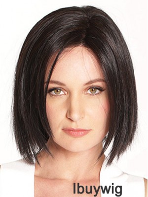 10 inch Chin Length Black Straight Soft Bob Wigs