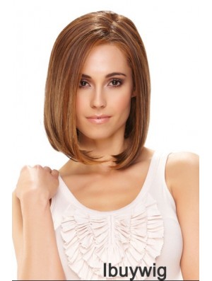 Synthetic Front Lace Wigs Chin Length Monofilament Straight Style Brown Color