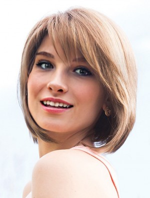 Monofilament Straight Bobs Chin Length Synthetic Custom Fit Wig Maker