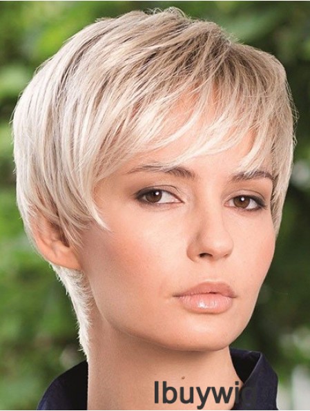 Synthetic Hair Wig Boycuts Straight Style Blonde Color Short Length