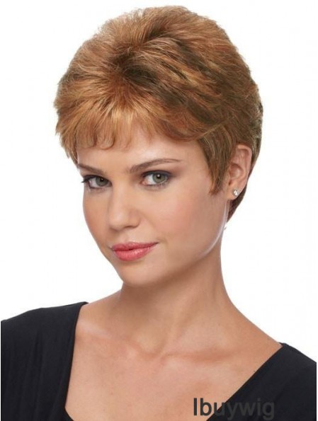 Boycuts Brown Straight 4 inch Ladies Capless Wigs