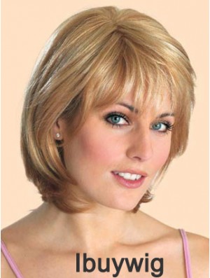 Cheap Synthetic Lace Front Wigs Straight Style Blonde Color Chin Length