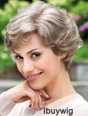 Cheap Grey Wig 100% Hand Tied Layered Cut Short Style