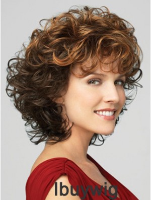 Classic Ladies Wig With Bangs Lace Front Curly Style Chin Length