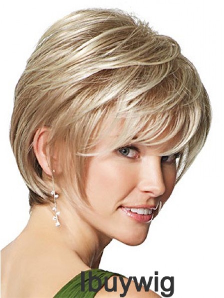 Synthetic Wigs UK Only Straight Style Short Length Blonde Color