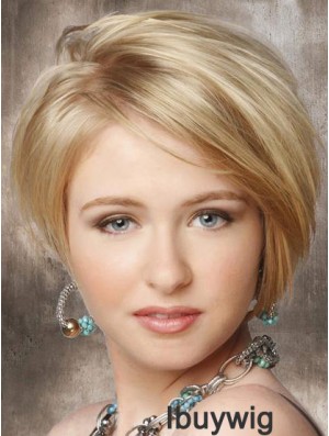 Synthetic Lace Front Wigs Cheap Chin Length Bobs Cut Blonde Color