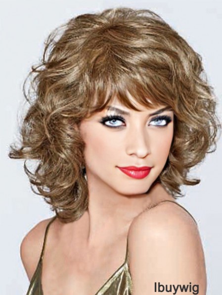 UK Synthetic Lace Front With Bangs Monofilament Curly Style