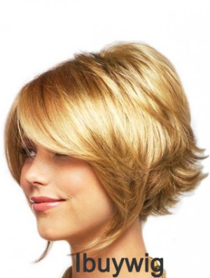 Sleek Blonde Chin Length Wavy Layered Lace Front Wigs