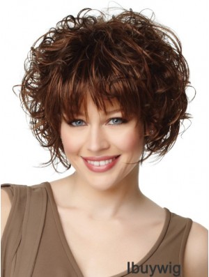 Buy Synthetic Hair Chin Length Auburn Color Curly Style Bobs Cut