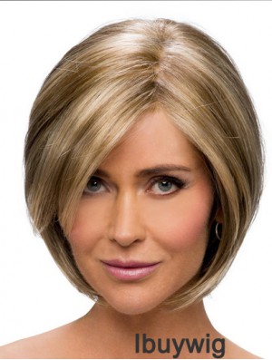 Cheap Synthetic Ladies Wigs With Monofilament Brown Color Chin Length