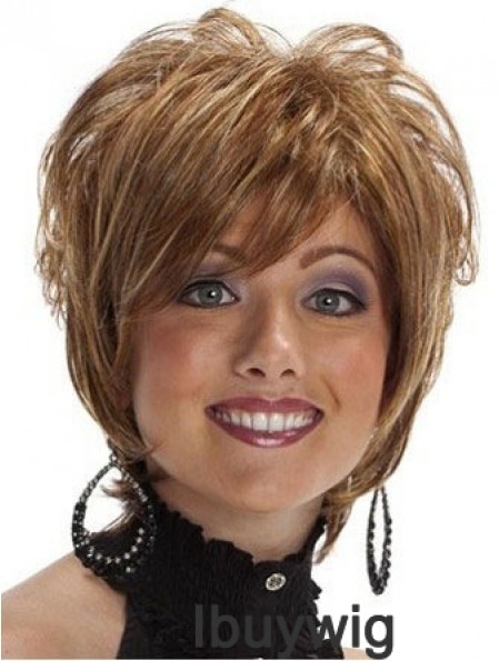 Short Layered Wavy Brown High Quality Synthetic Wigs