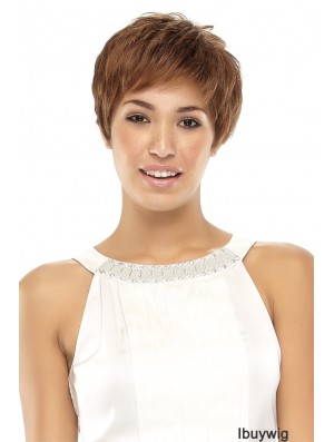 Convenient Brown Cropped Wavy Boycuts Lace Front Wigs