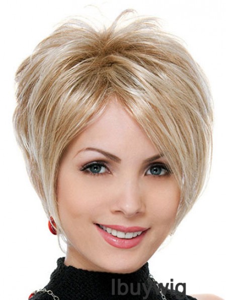 Wholesale Synthetic Hair UK Blonde Color Boycuts Straight Style