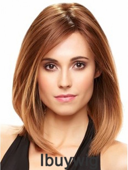 Straight Without Bangs Shoulder Length Auburn Exquisite Lace Front Wigs