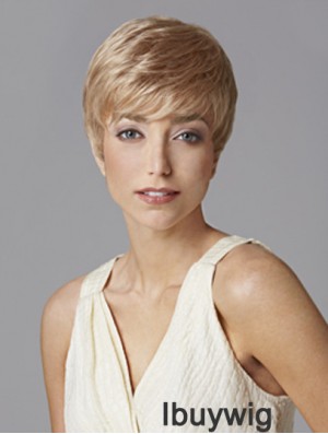 Fashionable 5 inch Straight Blonde Boycuts Short Wigs