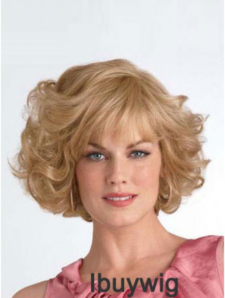 Chin Length Layered Curly Blonde Good Synthetic Wigs