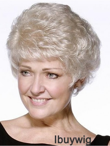 Perfect Short Wavy 100% Hand-tied Grey Wigs