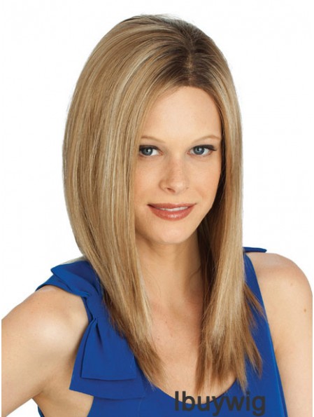 Blonde Straight Long Without Bangs Lace Front Cheap Ladies Wigs