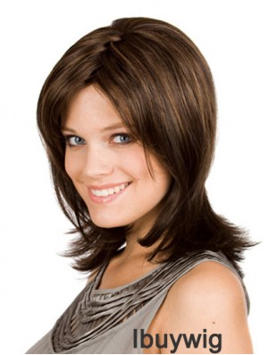 Brown Shoulder Length Wavy Layered 12 inch Fashion Medium Wigs