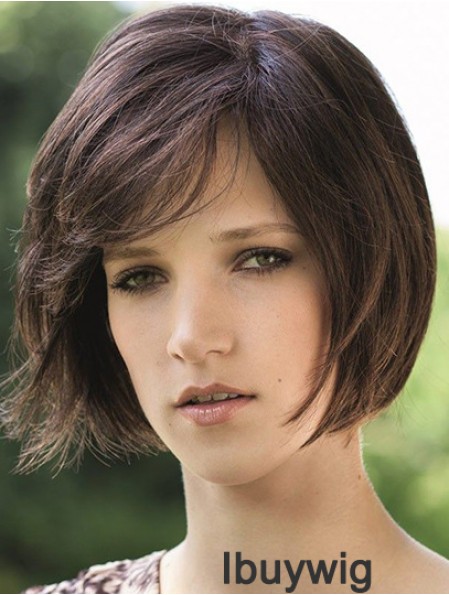 Chin Length Brown Soft 8 inch Straight Bob Wigs