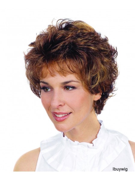 Curly Layered 8 inch Brown Modern Synthetic Wigs