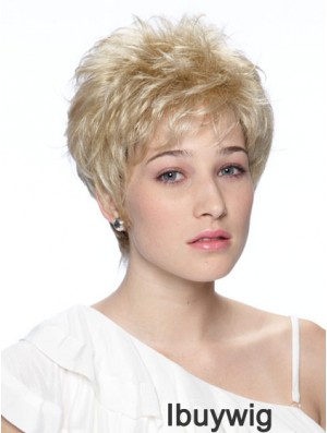 Cropped Boycuts Wavy Blonde Fashionable Synthetic Wigs