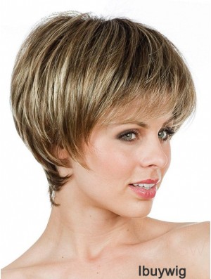 Boycuts Short Brown Straight Sleek Petite Wigs