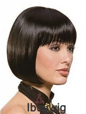 Chin Length Bobs Straight Black Sassy Synthetic Wigs