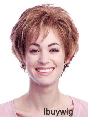 Stylish Auburn Short Layered Wavy Glueless Lace Front Wigs