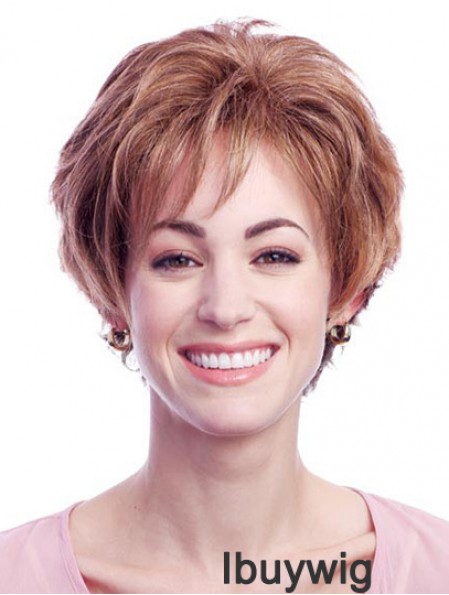 Stylish Auburn Short Layered Wavy Glueless Lace Front Wigs