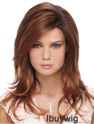Fashion Auburn Long With Bangs Straight Glueless Lace Front Wigs