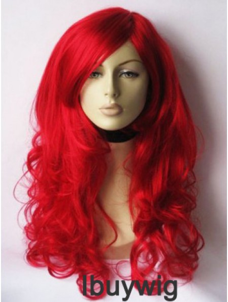 Wavy With Bangs Lace Front Gorgeous 22 inch Red Long Wigs