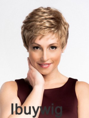 Good Quality Synthetic Wigs With Monofilament Boycuts Cropped Length Wavy Style