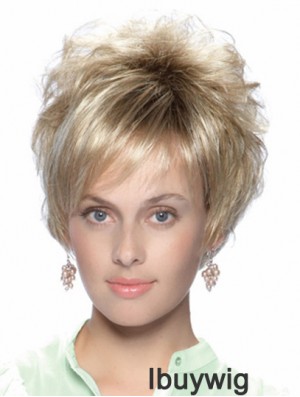 No-Fuss 8 inch Straight Blonde With Bangs Short Wigs