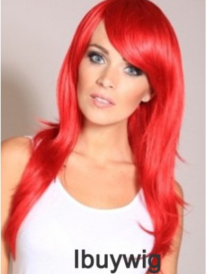 Straight With Bangs Lace Front Cheapest 20 inch Red Long Wigs