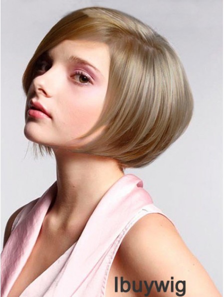 Synthetic Lace Wigs Cheap Bobs Cut Blonde Color Chin Length