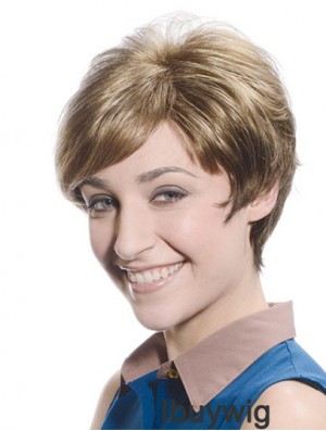 Soft Brown Short Boycuts Straight Glueless Lace Front Wigs