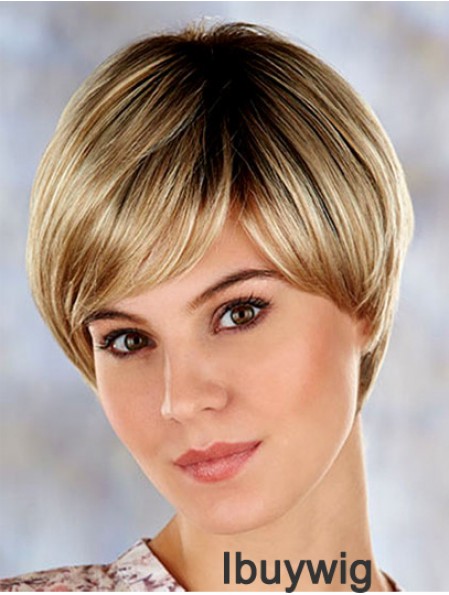 High Quality 7 inch Straight Blonde Layered Short Wigs