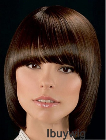 Top Brown Chin Length Straight Bobs Lace Front Wigs