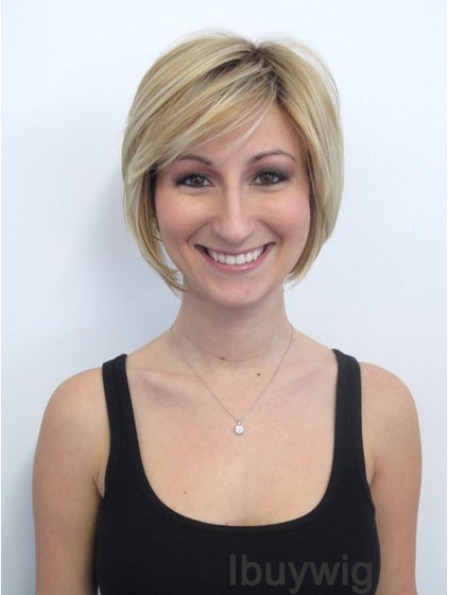 Chin Length Bobs Straight Blonde Convenient Synthetic Wigs