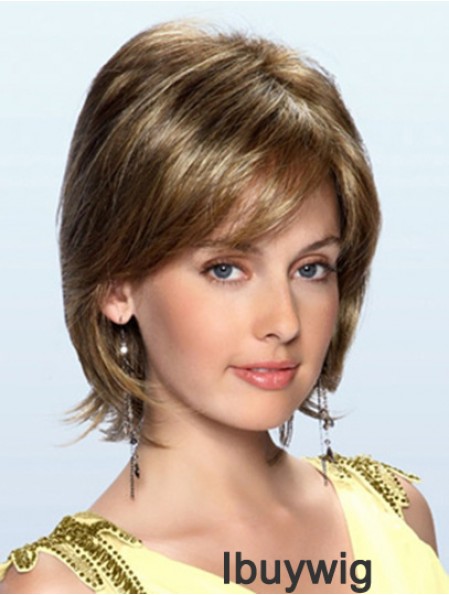 Brown Chin Length Wavy Layered 10 inch Beautiful Medium Wigs