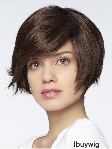 Straight Short Auburn 6 inch Monofilament Style Bob Wigs
