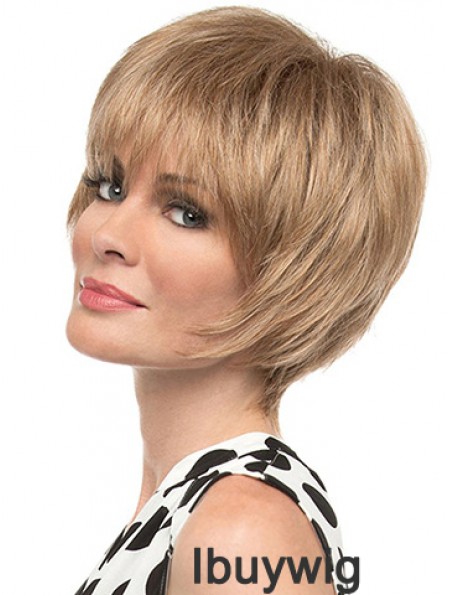 Fashion 8 inch Straight Blonde With Bangs Short Wigs