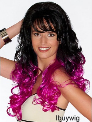 Curly Suitable 22 inch Ombre/2 Tone With Bangs Long Wigs